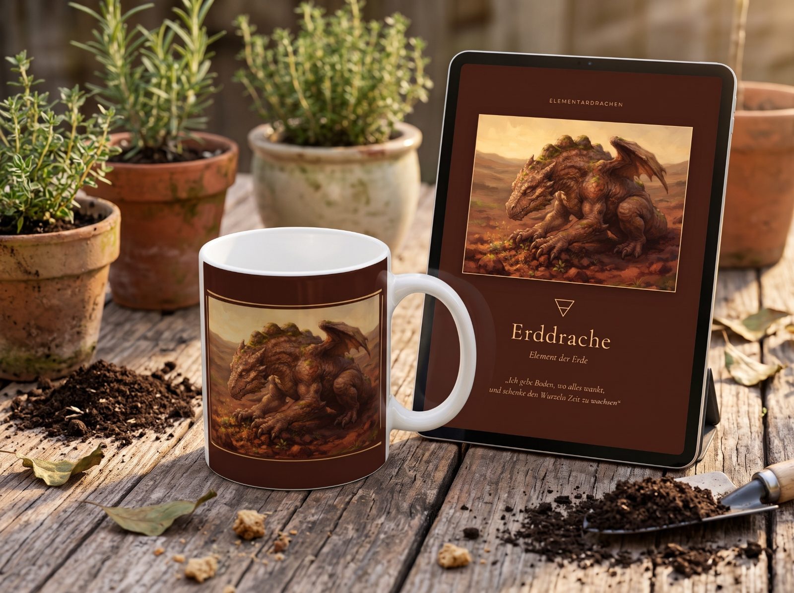 Erddrache Tasse – Drachentasse mit Spruch und Begleitheft | Elementardrachen 3