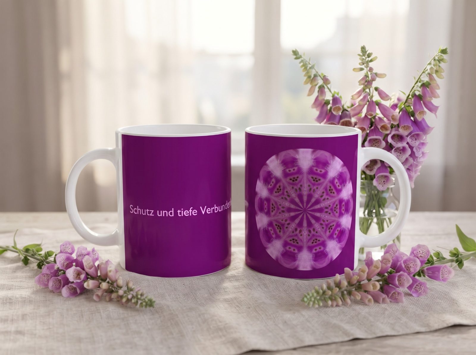 Designertasse Fingerhut-Mandala „Schutz und tiefe Verbundenheit“ – Tasse mit Spruch, versandkostenfrei | Florestella-Artwork 3