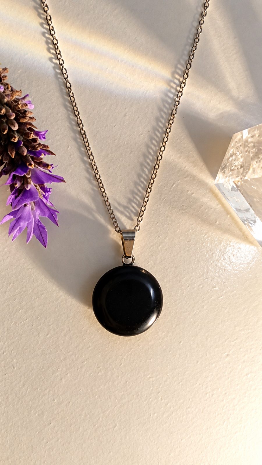Dije Obsidiana Negra Circular