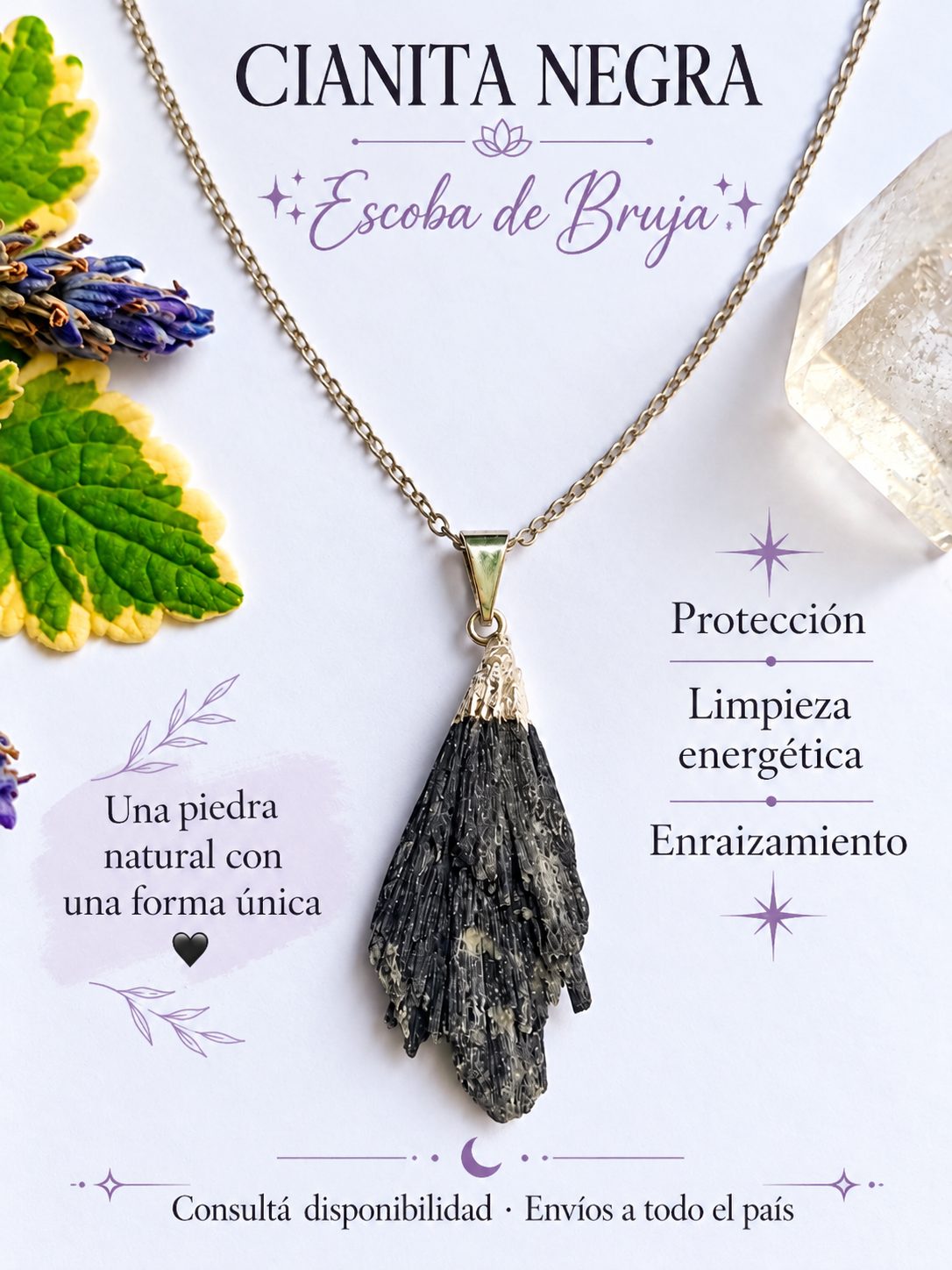 Dije Cianita Negra (Escoba de bruja) 2