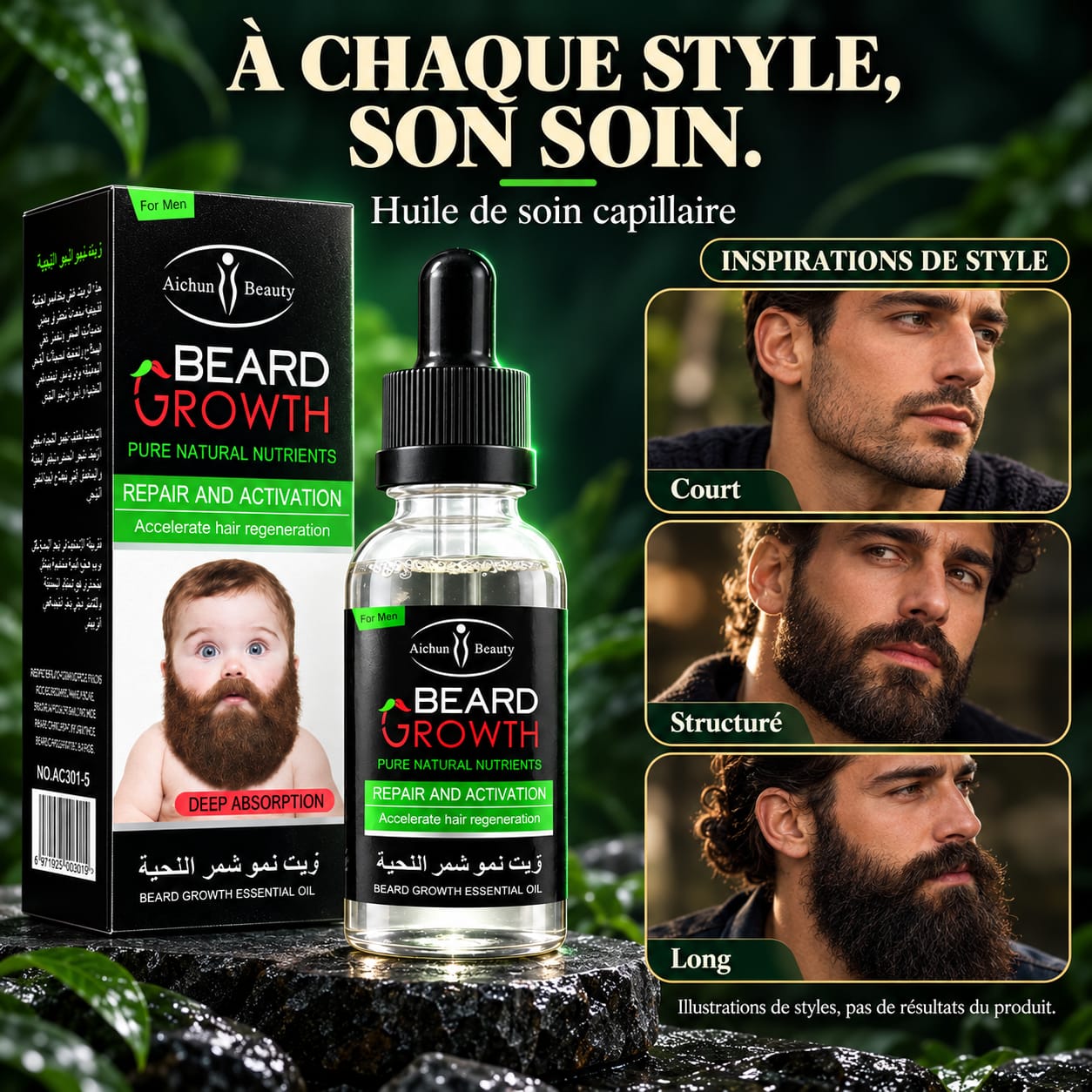 Huile beard Growth- pousse de barbe 
