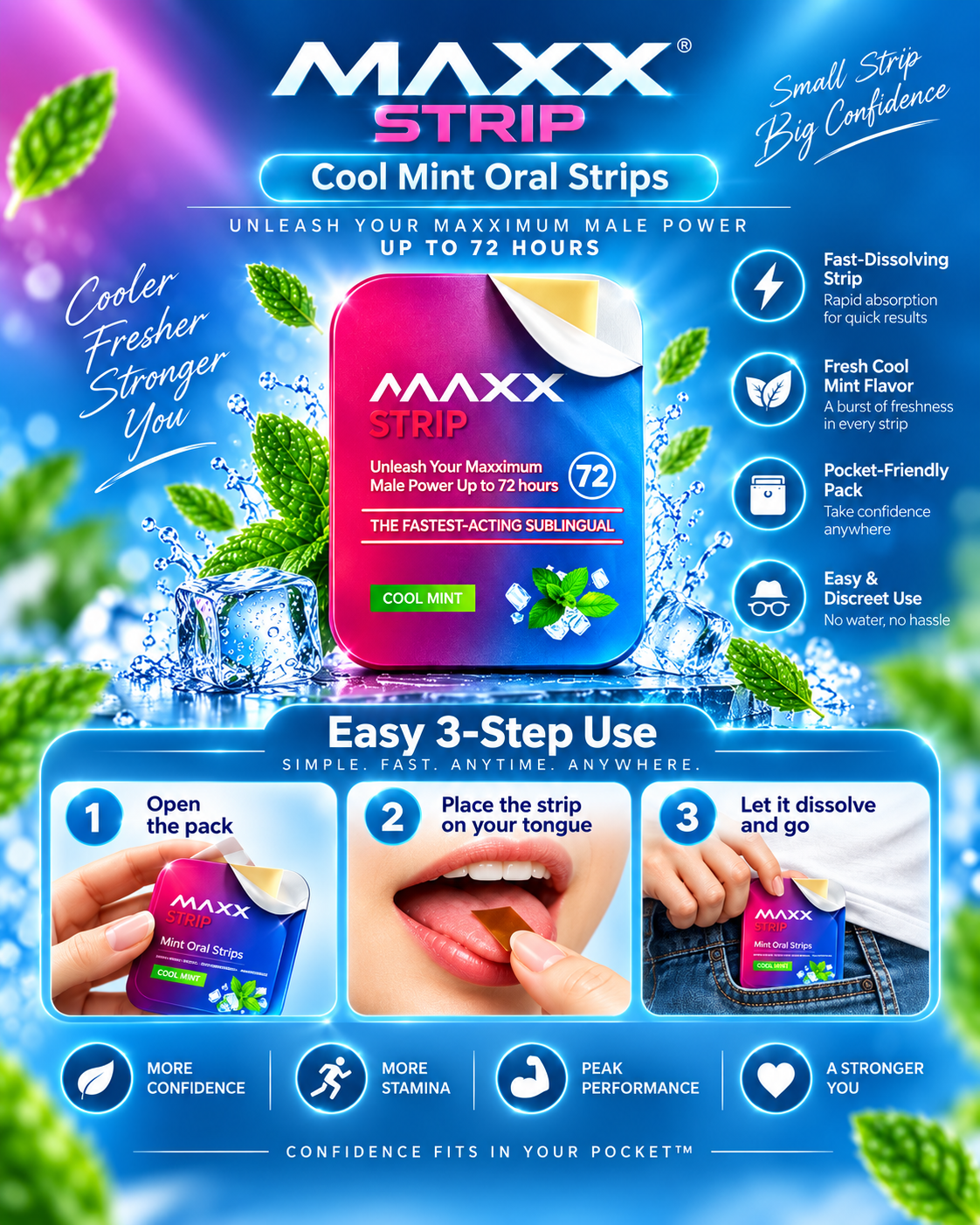 MAXX STRIP FOR MEN POWER(COOL MINT) - Image 1