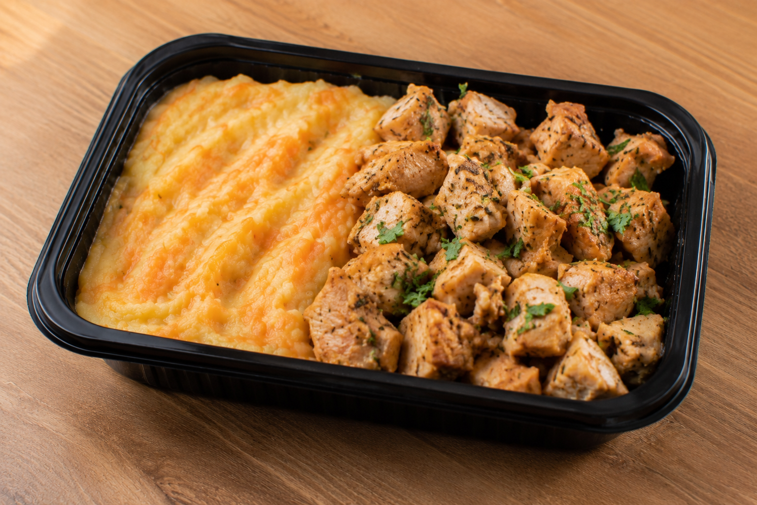  Purê de Batata com Cenoura e Frango em Cubos 