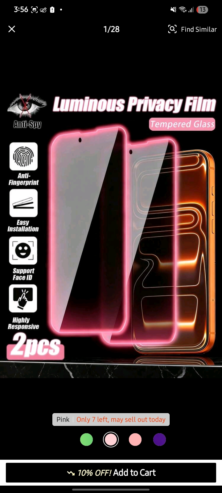 Pink Lined Screen Protector 