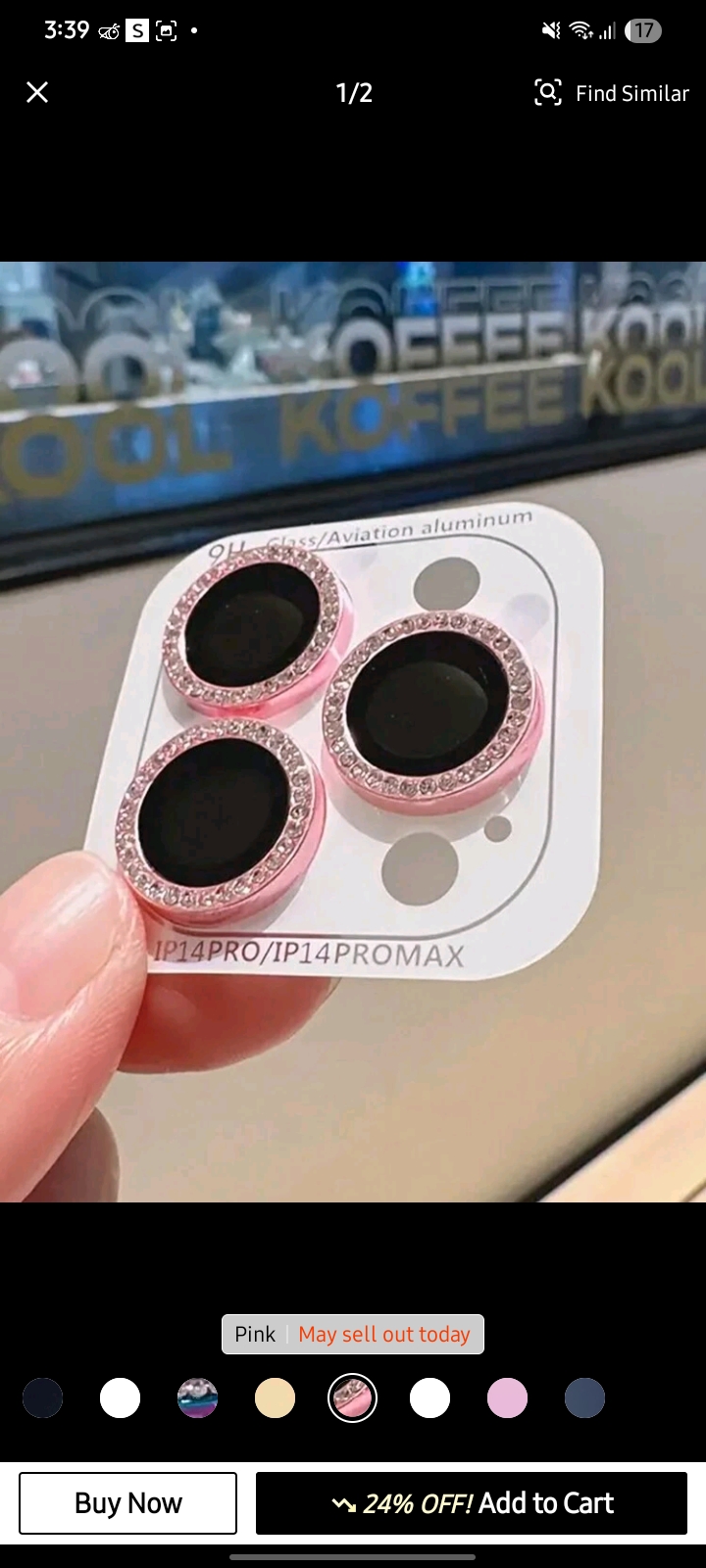 Pink Rhinestones Camera Lens Protector 