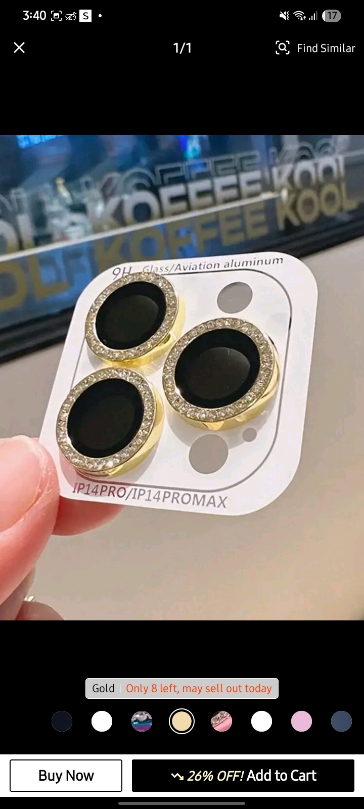 Gold Rhinestones Camera Lens Protector 