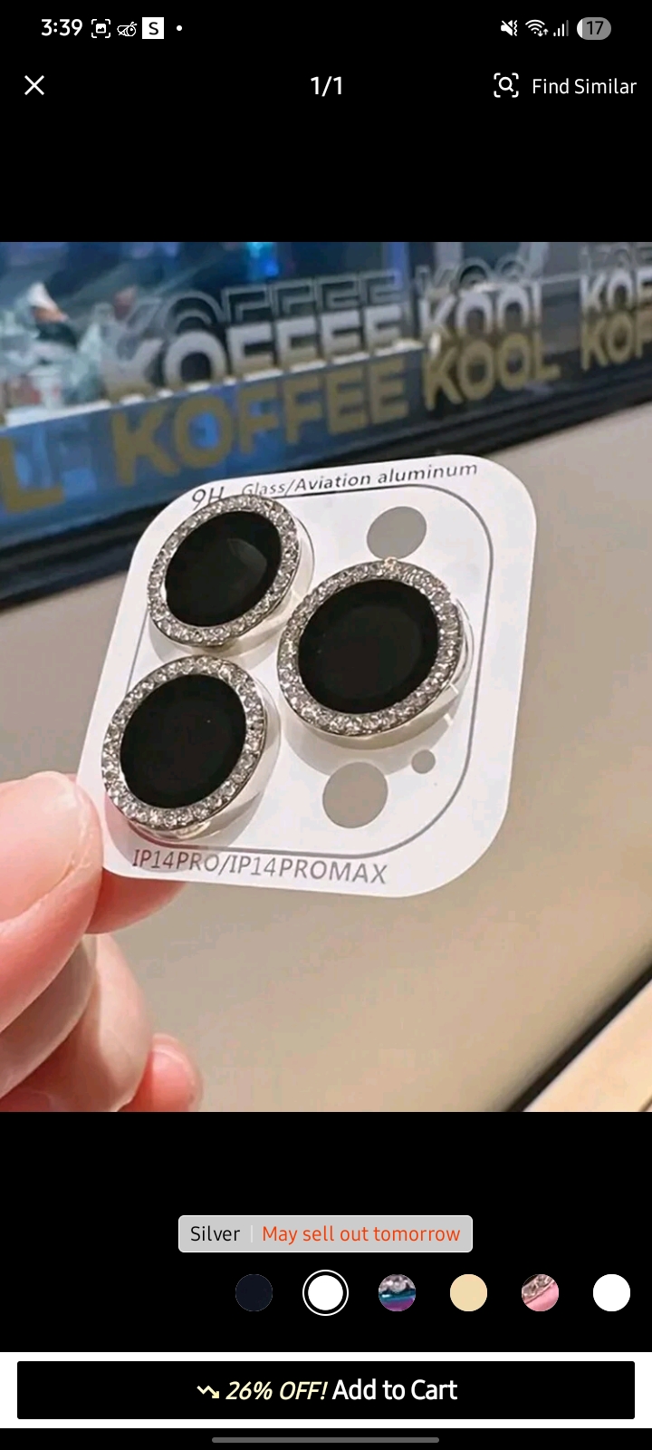 Sliver Rhinestones Camera Lens Protector 