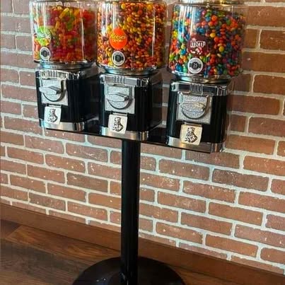 Rhino Triple Head Candy & Gumball Vending Machine with Stand