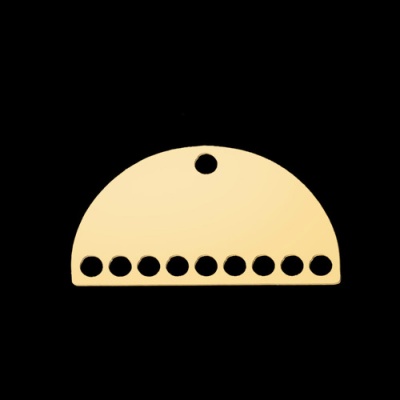 Charm dorado de acero inoxidable semicirculares chapados en oro, 20 mm x 11 mm, 1 pieza