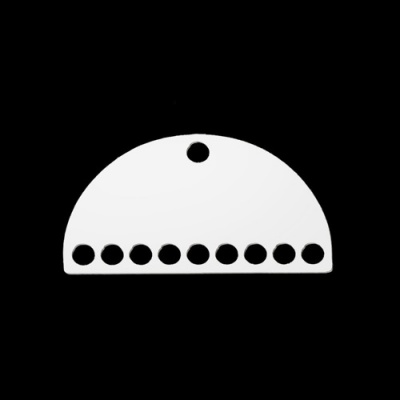 Charm Plateado de acero inoxidable semicirculares en tono plateado, 20 mm x 11 mm, 1 pieza