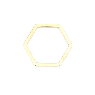 Conectores de marco de acero inoxidable 304, hexágono, hueco chapado en oro, 14mm x 12mm