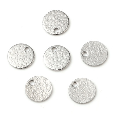 Dijes de acero inoxidable con forma de disco redondo en tono plateado, 8 mm de diámetro