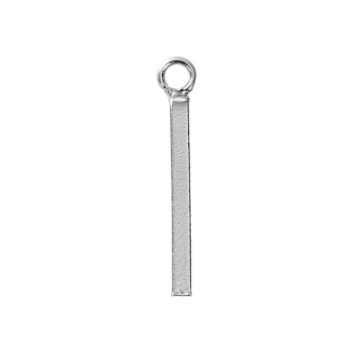 Charm de acero inoxidable 304 rectangulares en tono plateado, 18 mm x 3 mm