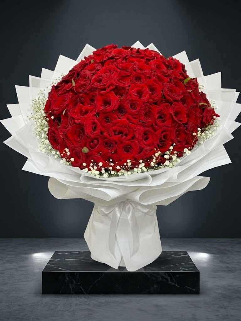 Bouquet de 100 roses rouges