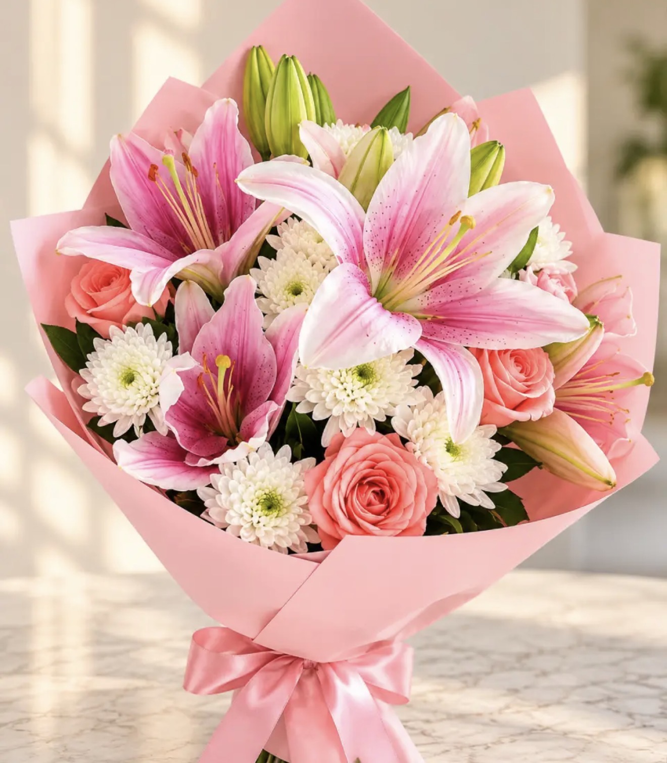 Bouquet Élégance - Lys Orientaux Roses 3
