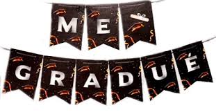 banderin me gradue con stamping negro