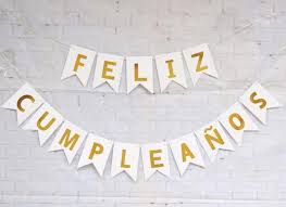 banderin liso feliz cumpleaños letra dorada