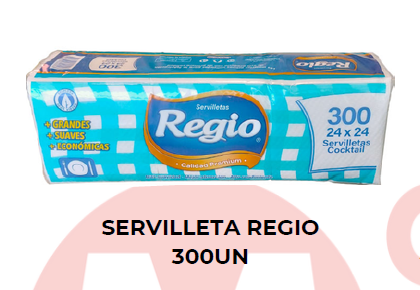 SERVILLETA REGIO COCKTAIL 24X24 300UN