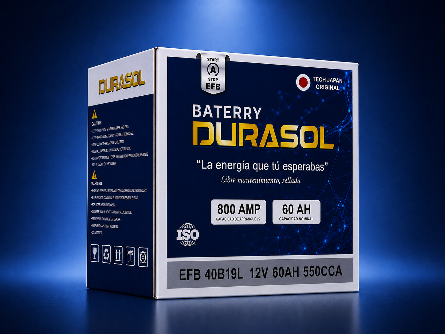 BATERIA DURASOL - EFB 40B19L 12V 60AH 550CCA