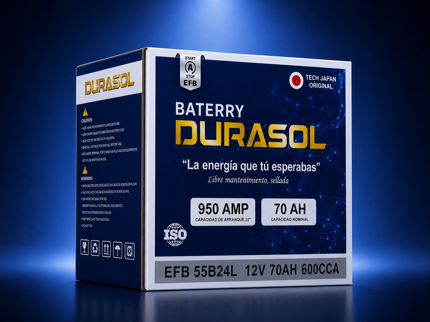 BATERIA DURASOL - EFB 55B24L 12V 70AH 600CCA
