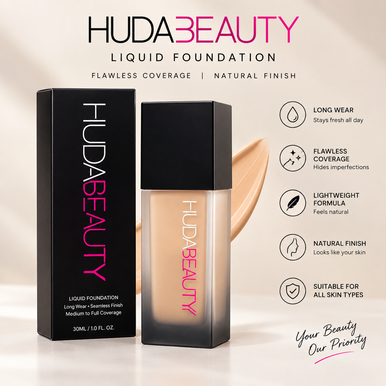 HUDA BEAUTY #FauxFilter Luminous Matte Foundation - Image 1