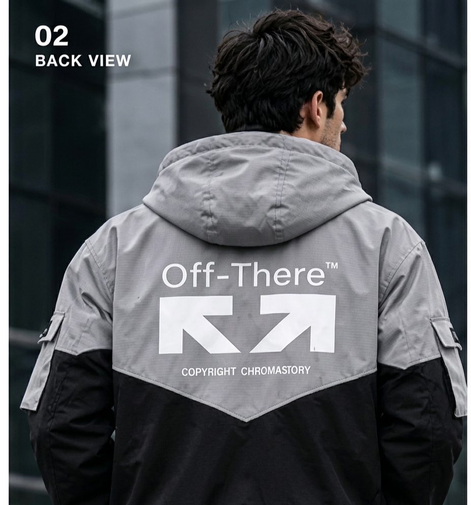 🖤 Grey & Black Nylon Utility Jacket   3