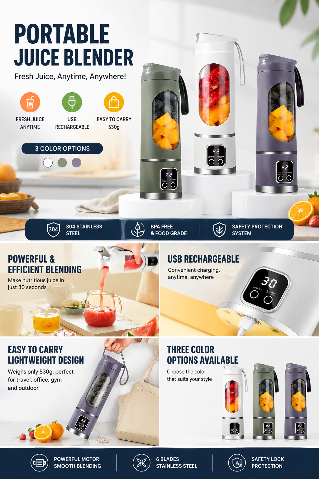 Green electric blender juicer - Image 1