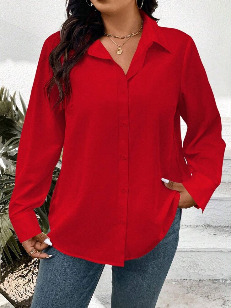 Camisa de botones color roja 