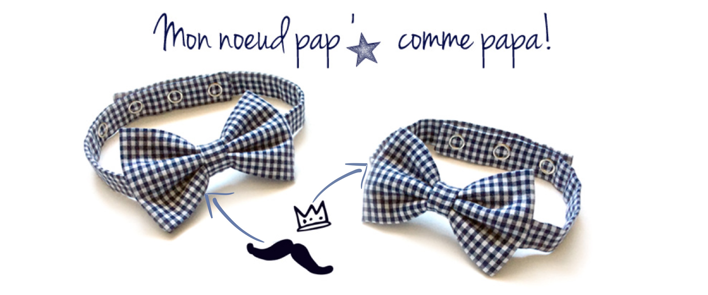 Noeud papillon réglable vichy, duo père-fils
