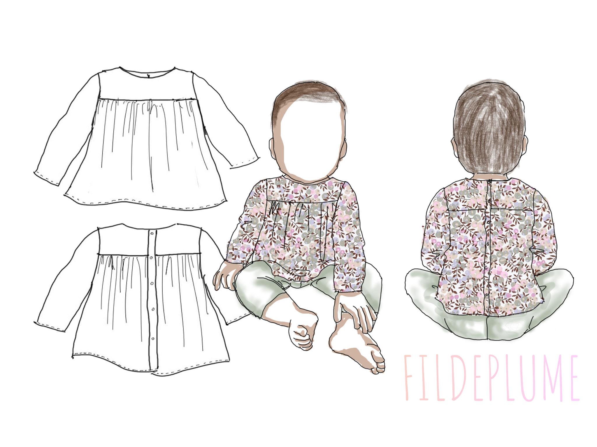 Blouse mixte pour bébé en liberty 2