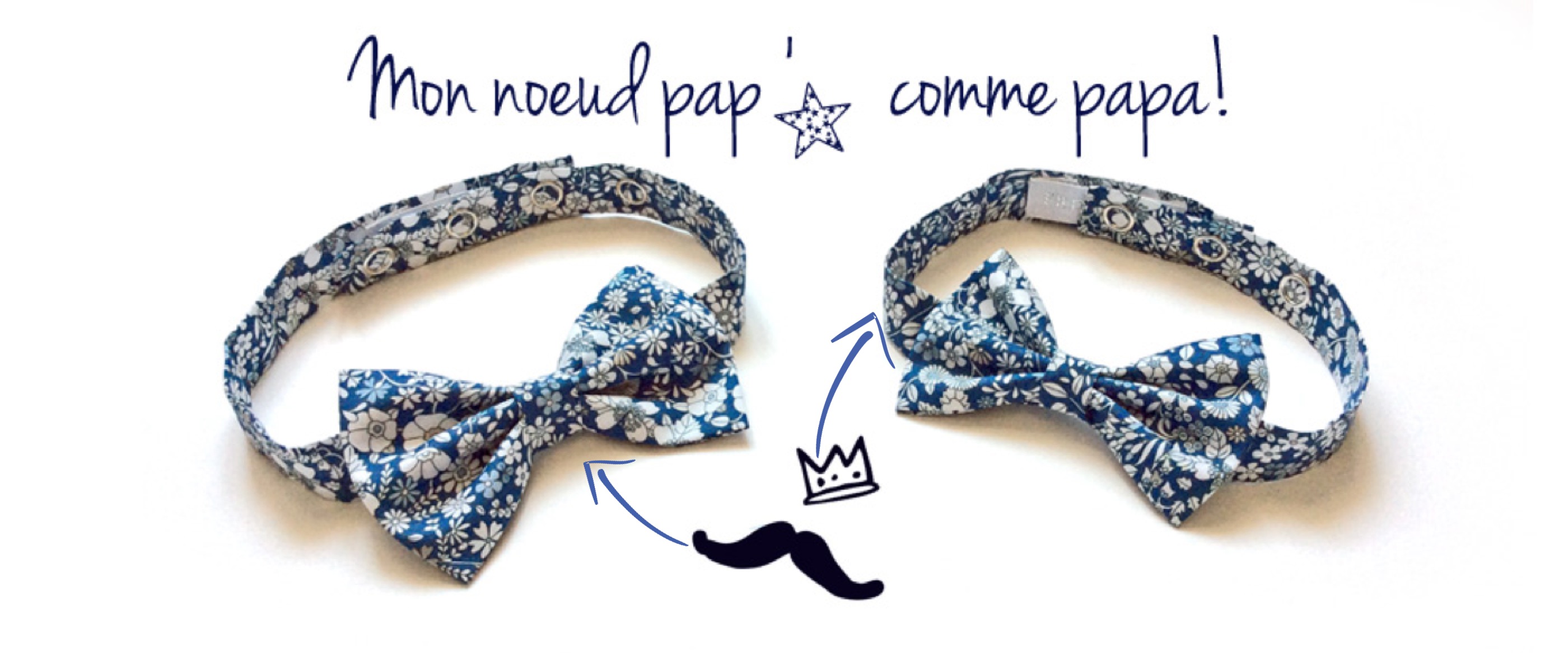 Noeud papillon réglable liberty, duo père-fils 