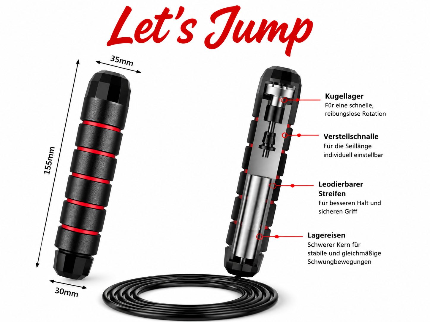 Springseil Verstellbar Fitness Speed Rope Boxen Cardio Training PVC Unisex  fitpethome4 (98) Gewerblich 4