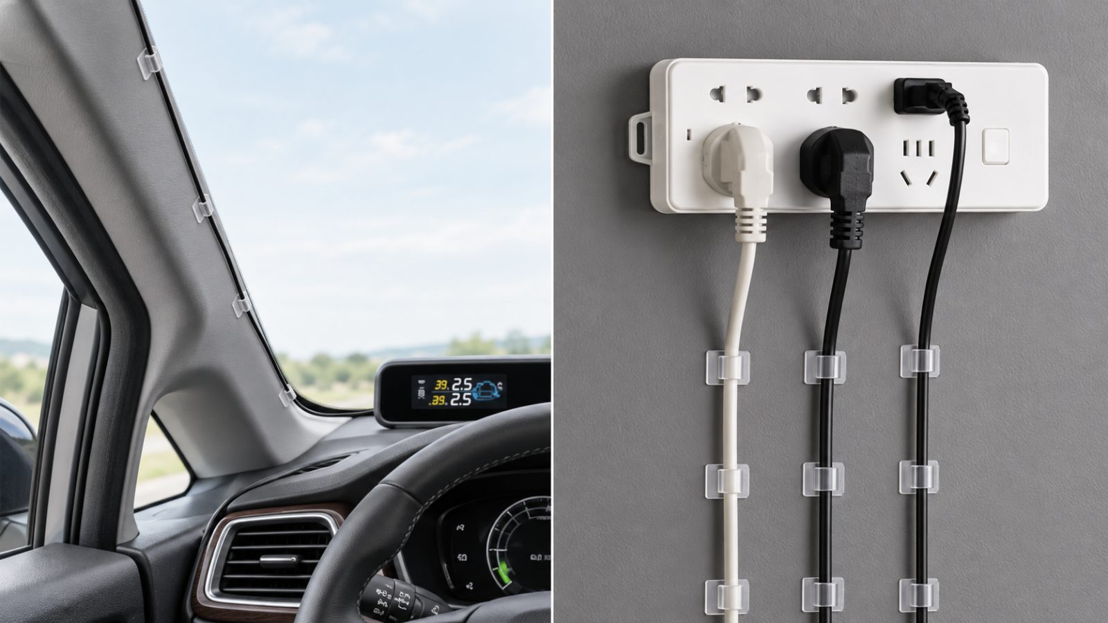 🔌 Selbstklebende Kabelclips – Kabelhalter für Auto, Büro & Zuhause 3
