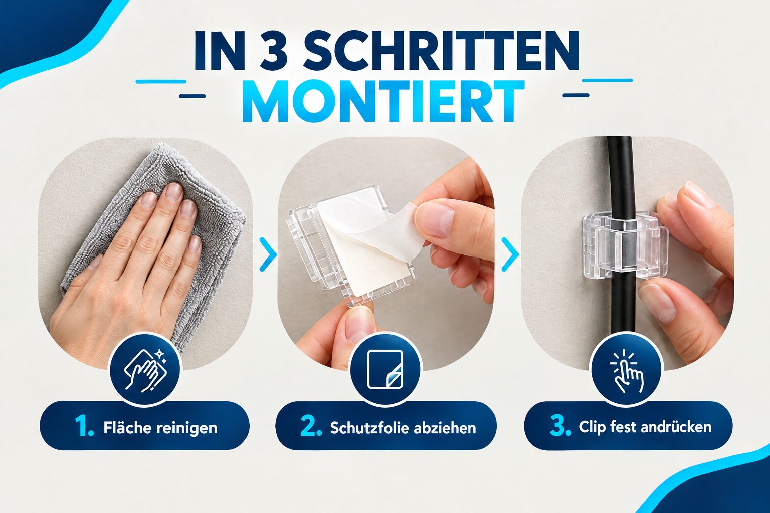 🔌 Selbstklebende Kabelclips – Kabelhalter für Auto, Büro & Zuhause 4