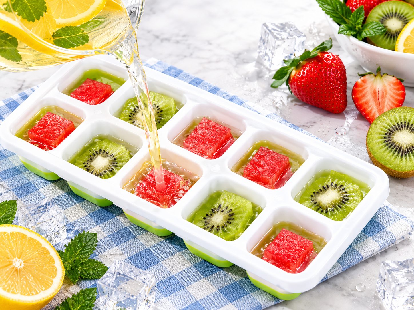 2x Eiswürfelform 14-Fach Silikon mit Deckel Eiswürfelbehälter Ice Tray Eis Cube. 2