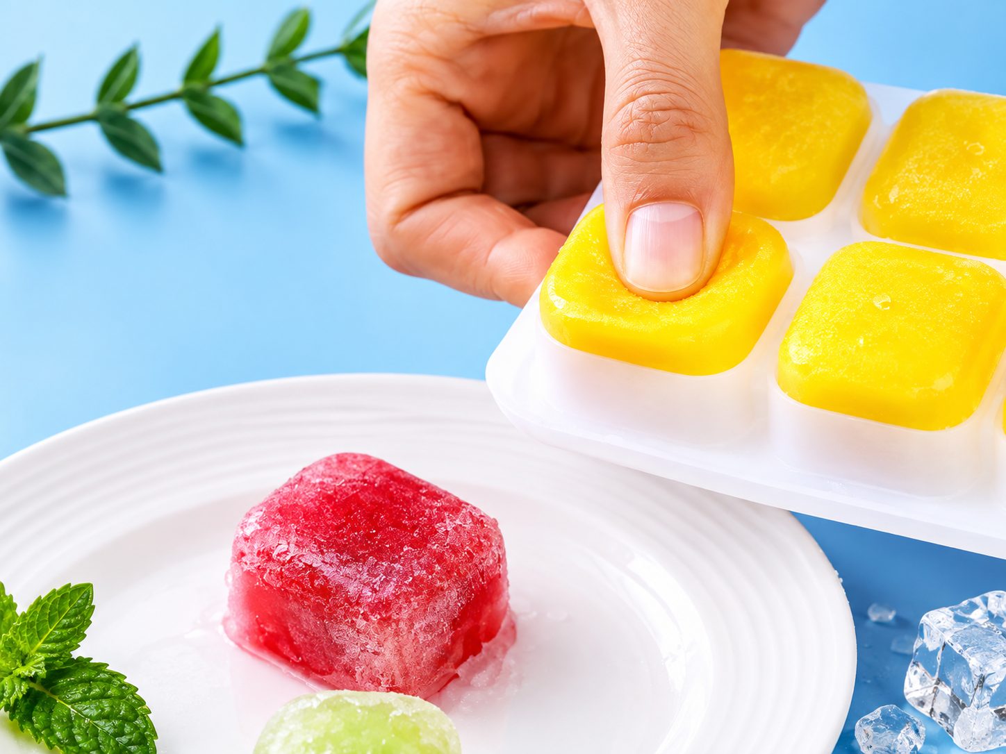 2x Eiswürfelform 14-Fach Silikon mit Deckel Eiswürfelbehälter Ice Tray Eis Cube. 4