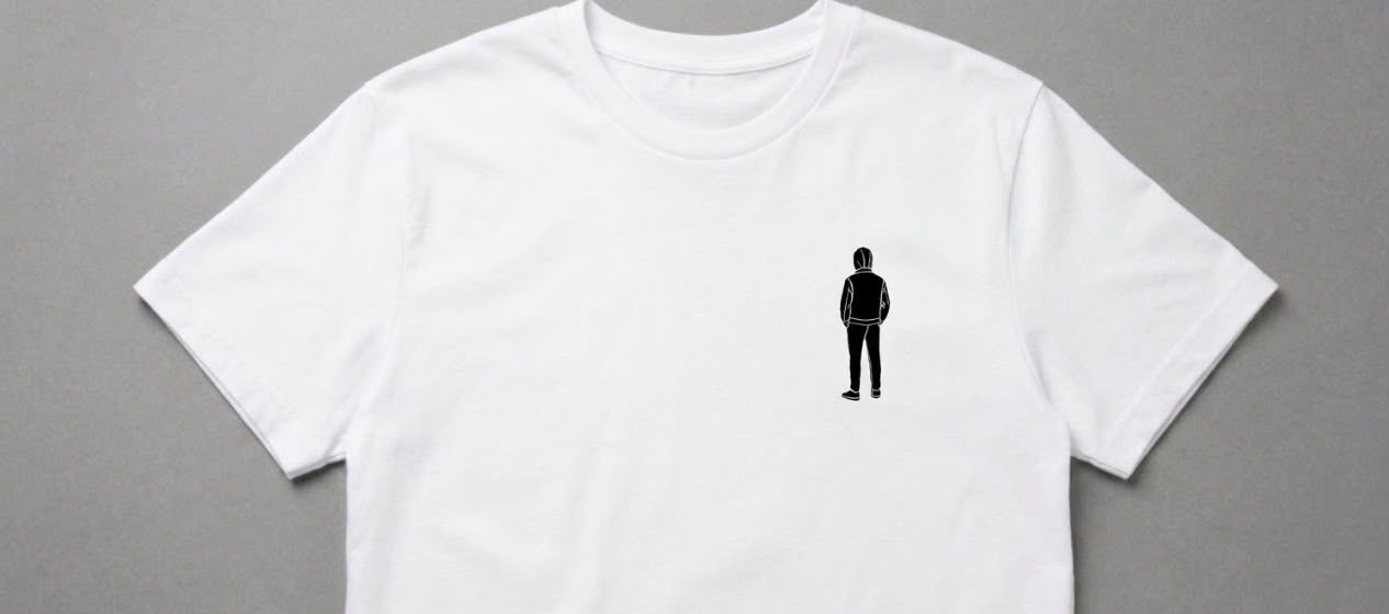 White oversized T-shirt with a black logo on the upper left side - Image 1