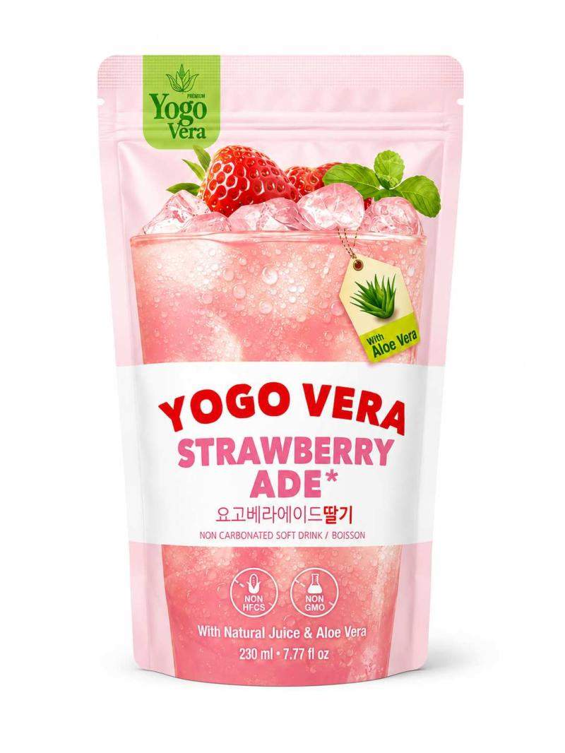 NON CARBONATED SOFT DRINK IN POUCH (YOGOVERA STRAWBERRT ADE)STRAWBERRY FLAVOR