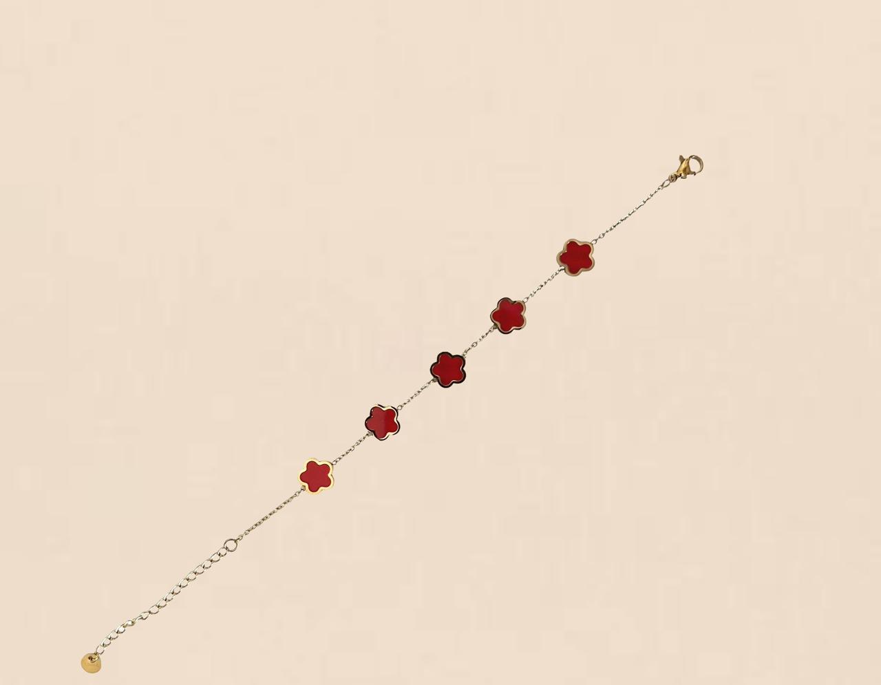 Bracelet trèfle rouge 