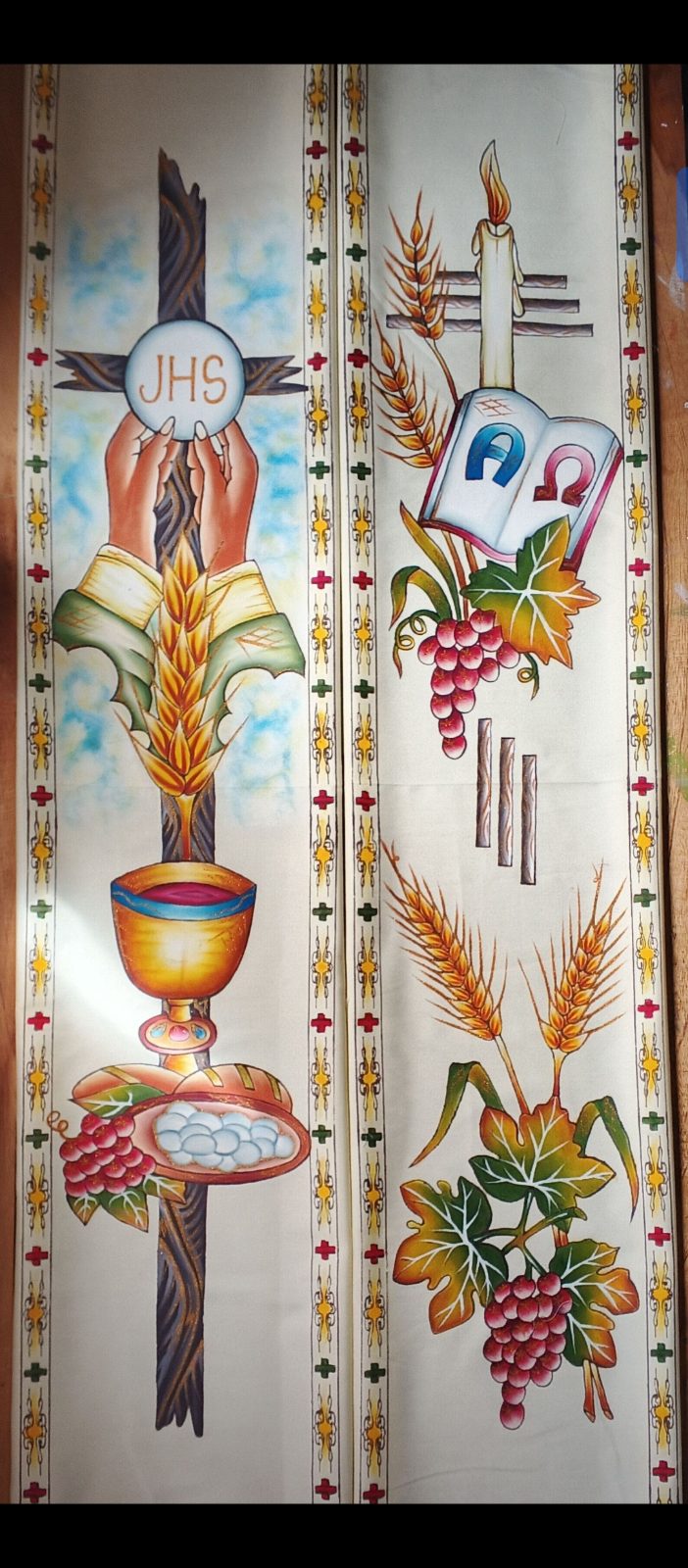 Bannière Liturgique Eucharistique (Dos et Devant) – Art Sacré