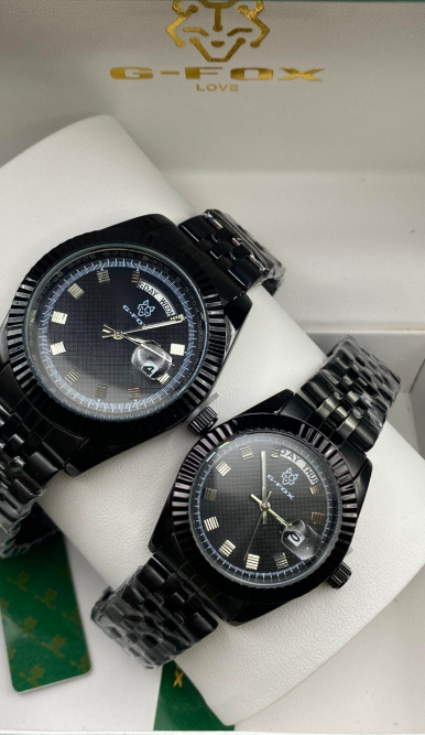 Relojes GFOX Pareja Negro Total | Set Elegante Premium