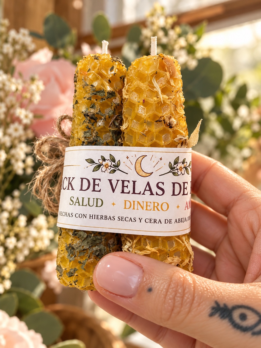 Trío de velas de cera de abeja 3