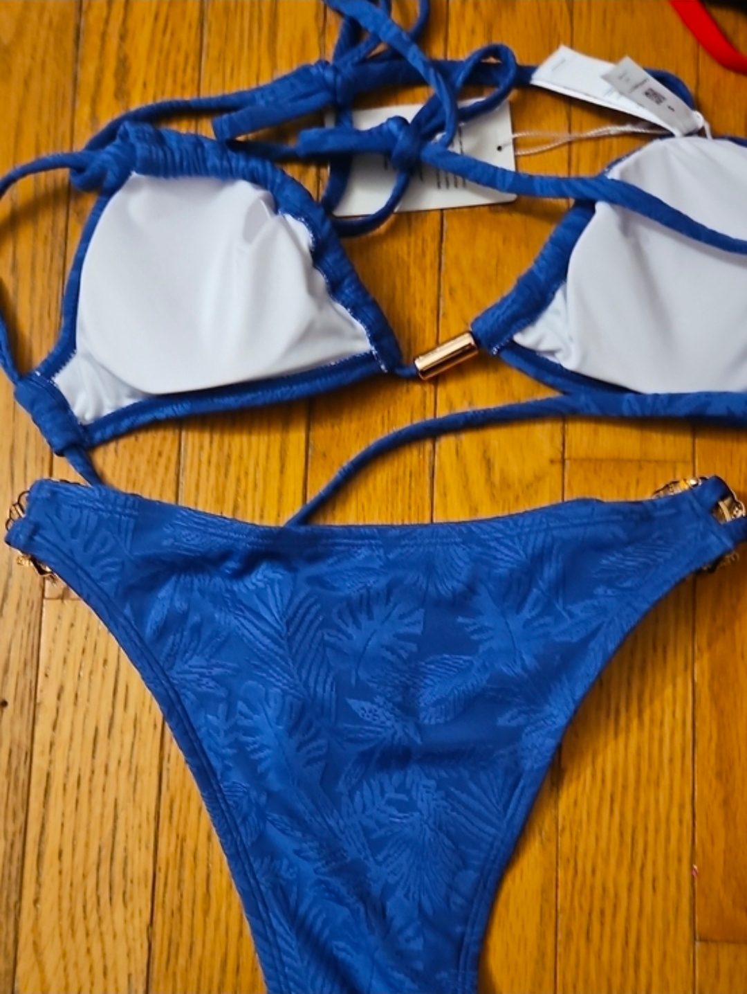 Cupshe Royal Blue Textured Shell Accent Triangle Bikini 2
