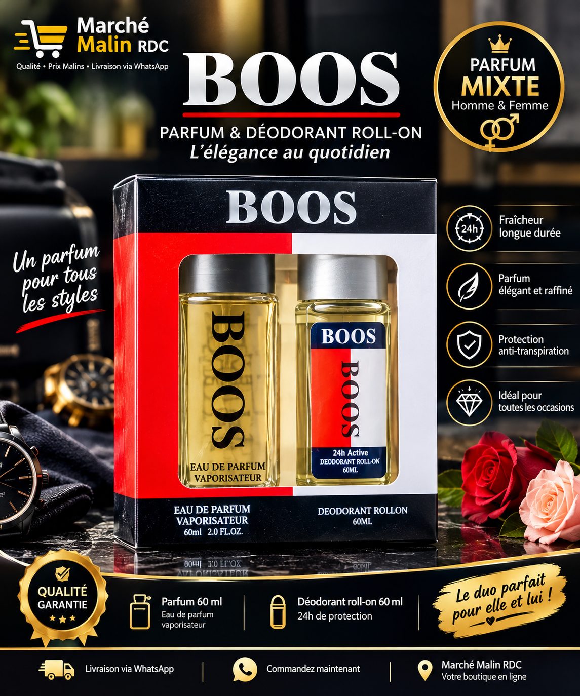 Coffret BOOS Mixte – Parfum et Déodorant 60 ml
