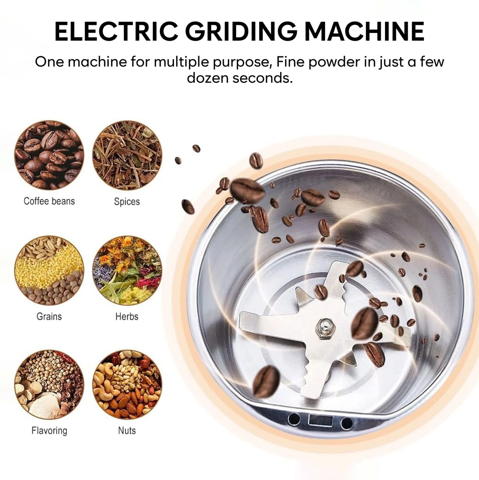 Stainless Steel Mixer for Masala, Herbs, Dry Spices & Nuts, Push Button Control Coffee Maker 2