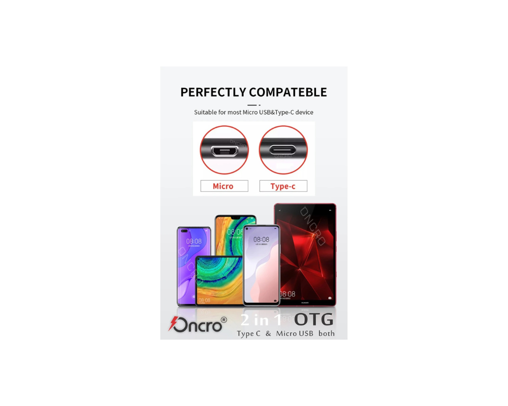 ONCRO 2-इन-1 OTG USB अडैप्टर | टाइप-C और माइक्रो USB से USB 3.0 OTG कन्वर्टर | हाई-स्पीड डेटा ट्रांसफर | लाल 2