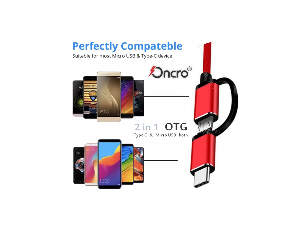 ONCRO 2-इन-1 OTG USB अडैप्टर | टाइप-C और माइक्रो USB से USB 3.0 OTG कन्वर्टर | हाई-स्पीड डेटा ट्रांसफर | लाल 4