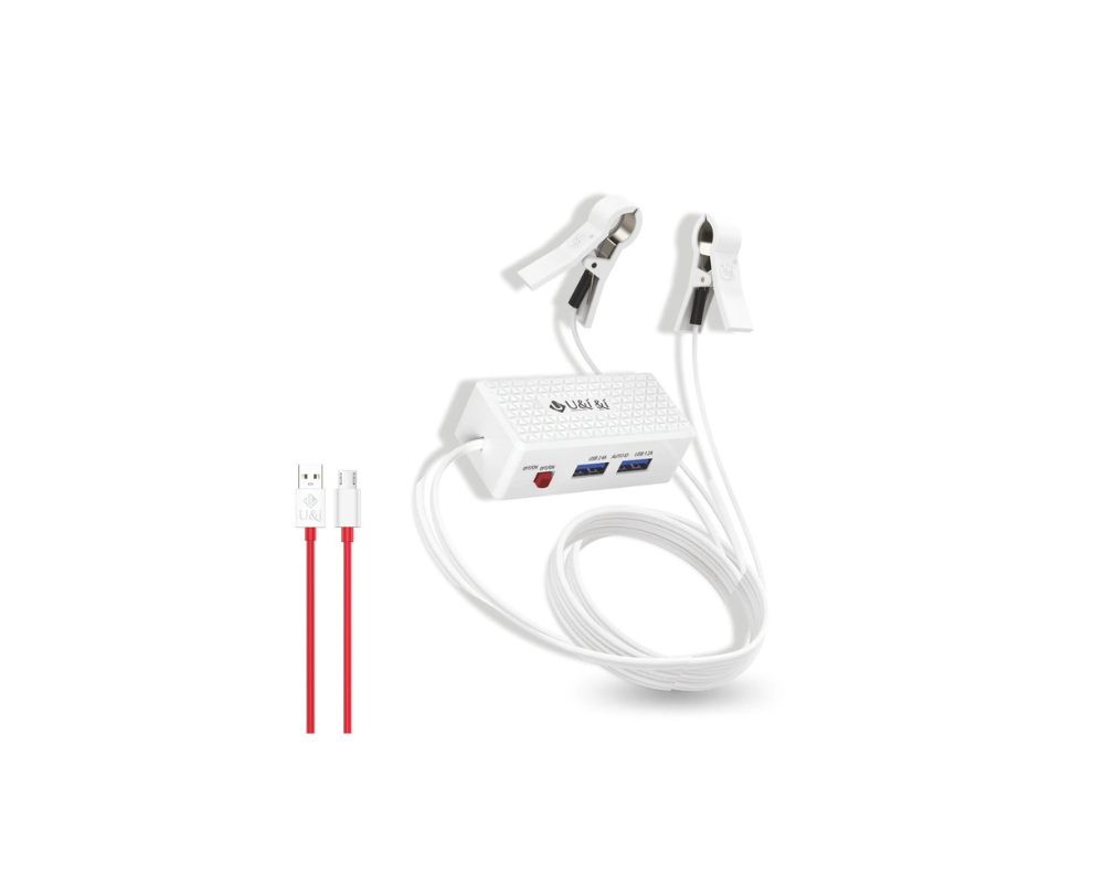 U&i Entry 50 22W DC क्लिप चार्जर डुअल USB आउटपुट और माइक्रो USB केबल के साथ | फास्ट कार बैटरी चार्जर | सफ़ेद 2