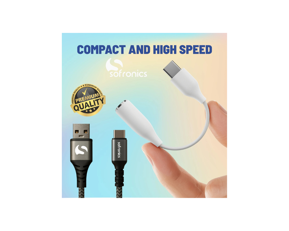 AromA AC100 USB Type-C से 3.5mm ऑडियो जैक कन्वर्टर | कॉलिंग और म्यूज़िक सपोर्ट के साथ USB-C से AUX अडैप्टर | सफ़ेद - Image 1