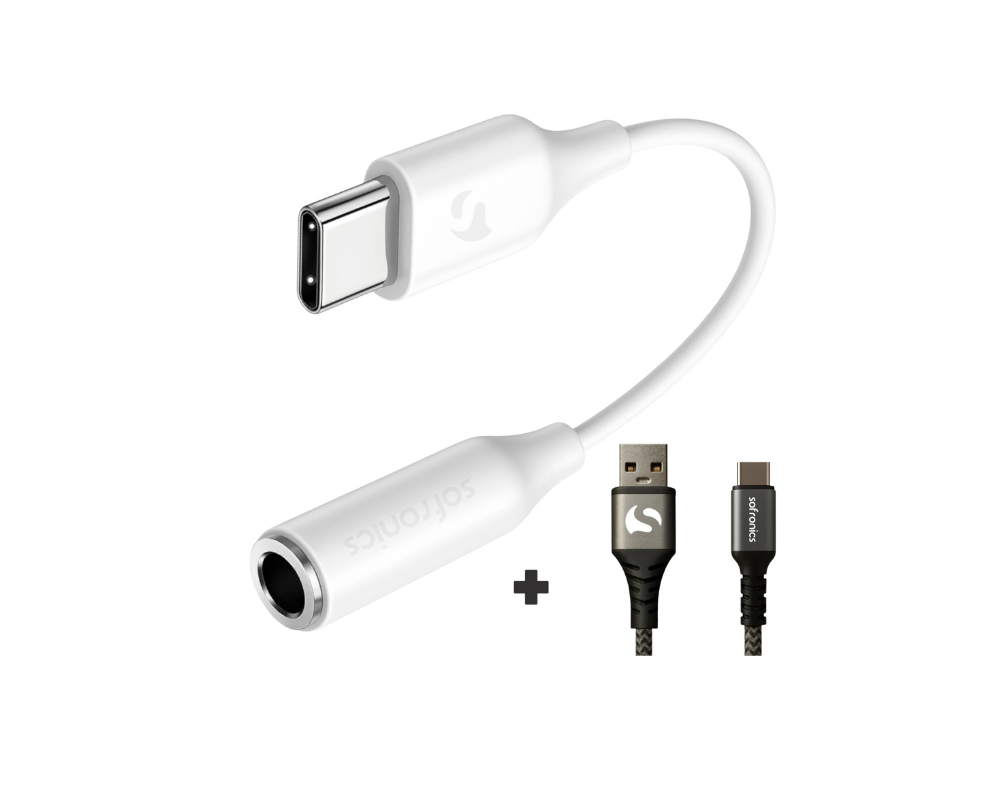 AromA AC100 USB Type-C से 3.5mm ऑडियो जैक कन्वर्टर | कॉलिंग और म्यूज़िक सपोर्ट के साथ USB-C से AUX अडैप्टर | सफ़ेद 3
